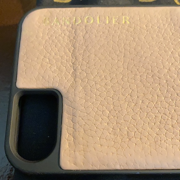 Bandolier Sarah Pebble Leather Taupe Pink Silver iPhone 7 with Stud Strap - Picture 5 of 7